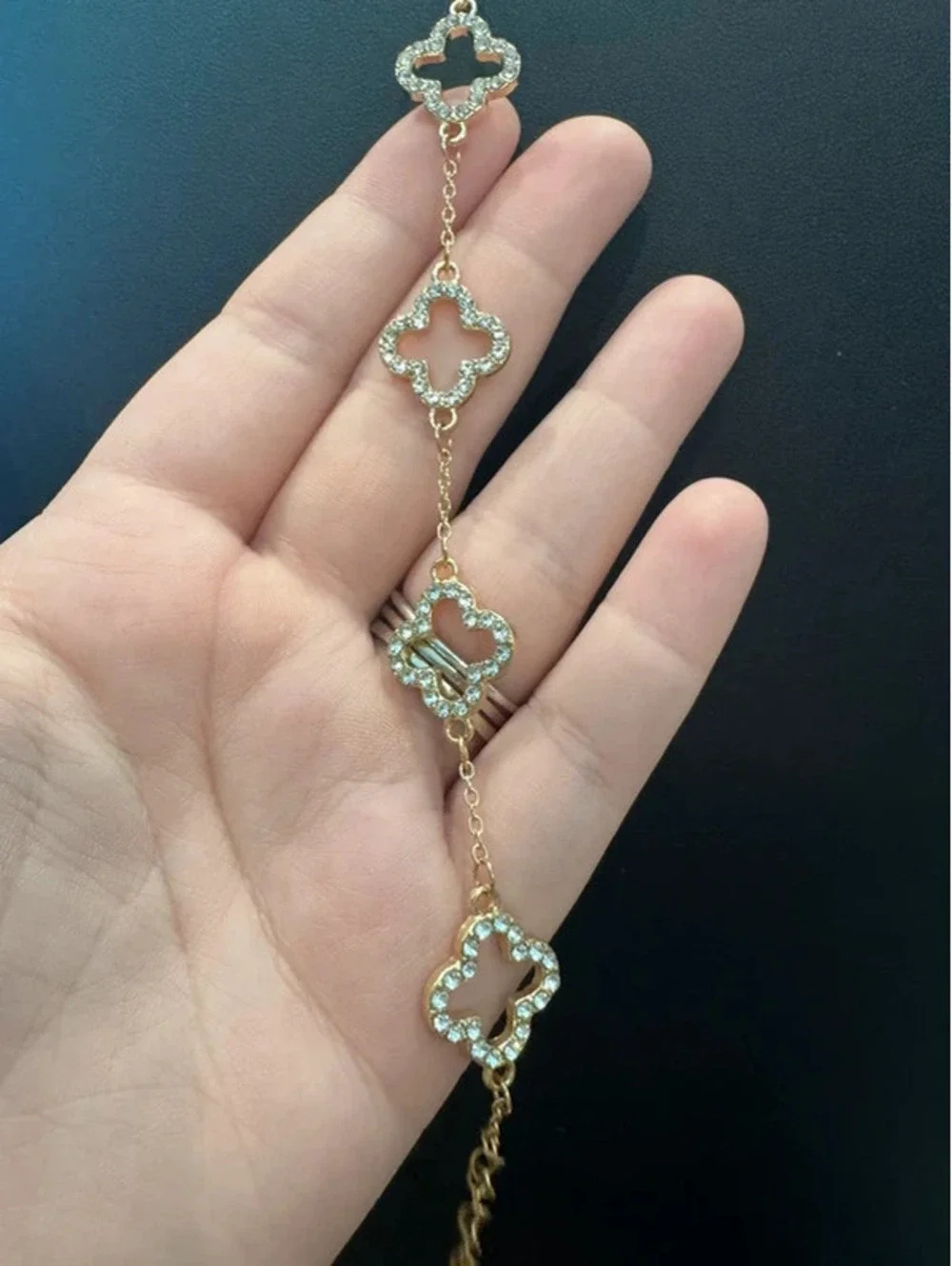Fashion bracelet, gold toned, bling 7.5”-9.5”